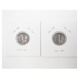 2 Mercury Dimes 1926 and 1926-D US Silver Coins