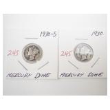 Pair of 1930 Mercury Dimes Including 1930-S