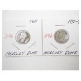1931 and 1931-S Mercury Dimes Set