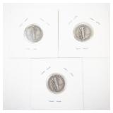 Set of 3 Mercury Dimes 1939, 1939-D, 1939-S