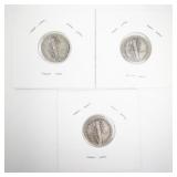 1940 Mercury Dime Coin Set Including 1940, 1940-D, 1940-S