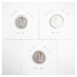 Set of 3 1947 Mercury Dimes Including 1947-S, 1947-D, and 1947