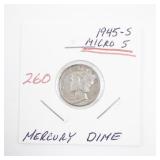 1945-S Mercury Dime Micro S Silver Coin