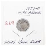 1853-O Silver Half Dime with Arrows