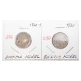 1920 and 1920-S Buffalo Nickels in Holders