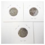 1927 Buffalo Nickel Coin Trio: 1927, 1927-D, 1927-S
