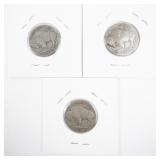 1929 Buffalo Nickel Coin Trio Including 1929, 1929-D, 1929-S
