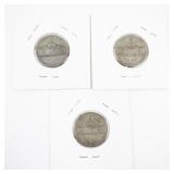 Set of 3 1942 Silver War Nickels P/S Mintmarks