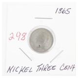 1865 U.S. Nickel Three Cent Coin