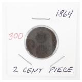 1864 United States 2 Cent Piece Copper Coin