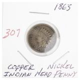 1863 Indian Head Penny Copper Nickel