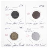 1880-1883 Indian Head Penny Coin Group of 4