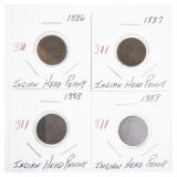 1886-1889 Indian Head Penny Set of 4 US Coins