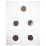 Set of 5 Indian Head Pennies 1890-1894