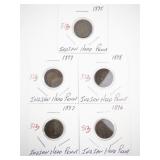 Set of 5 Indian Head Pennies 1895-1899