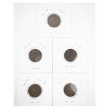 Set of 5 Indian Head Pennies 1895-1899