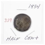 1834 Classic Head Half Cent Coin