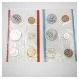 1964 Silver Philadelphia and Denver Mint Set Uncirculated Coins in Original Packaging