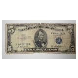1953 A $5 Silver Certificate US Currency Note