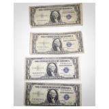4 Silver Certificate Dollar Bills 1935 D E F G Series