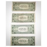 4 Silver Certificate Dollar Bills 1935 D E F G Series