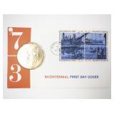 ARBA Bicentennial First Day Cover with Samuel Adams and Patrick Henry Medal