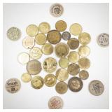 Bag of Miscellaneous Vintage Tokens, So-Called Dollars, and Wooden Nickels