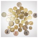 Bag of Miscellaneous Vintage Tokens, So-Called Dollars, and Wooden Nickels