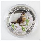 .999 Fine Silver Pennsylvania State Bird and Flower 1 Troy Oz Coin