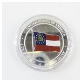 Georgia State Bird Brown Thrasher Cherokee Rose 1 Troy Ounce .999 Fine Silver Round