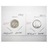 1923 and 1923-S Mercury Dimes in Protective Holders