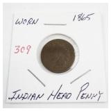 1865 Indian Head Penny Worn Condition