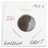 1913-S Lincoln Cent Wheat Penny
