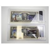 Set of 2 Commemorative $2 Bills Apollo 13 and Friendship 7