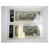 Set of 2 Commemorative $2 Bills Apollo 13 and Friendship 7