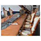 Asnaghi Dining Table with 10 Chairs, Ornate Italian Design