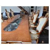 Asnaghi Dining Table with 10 Chairs, Ornate Italian Design