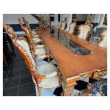 Asnaghi Dining Table with 10 Chairs, Ornate Italian Design