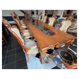 Asnaghi Dining Table with 10 Chairs, Ornate Italian Design