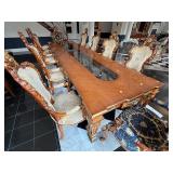 Asnaghi Dining Table with 10 Chairs, Ornate Italian Design