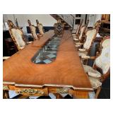 Asnaghi Dining Table with 10 Chairs, Ornate Italian Design