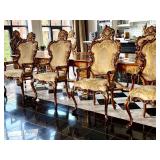 Asnaghi Dining Table with 10 Chairs, Ornate Italian Design