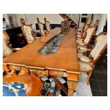 Asnaghi Dining Table with 10 Chairs, Ornate Italian Design