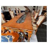 Asnaghi Dining Table with 10 Chairs, Ornate Italian Design