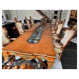 Asnaghi Dining Table with 10 Chairs, Ornate Italian Design