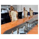 Asnaghi Dining Table with 10 Chairs, Ornate Italian Design