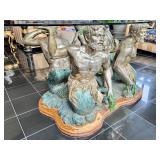 Large Merman and Triton Base Glass-Top Table with Sculptural Details