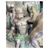 Large Merman and Triton Base Glass-Top Table with Sculptural Details