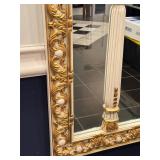 Very Large Ornate and Elegant Gilt and Painted Mirror with Floral Motif