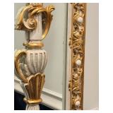 Very Large Ornate and Elegant Gilt and Painted Mirror with Floral Motif